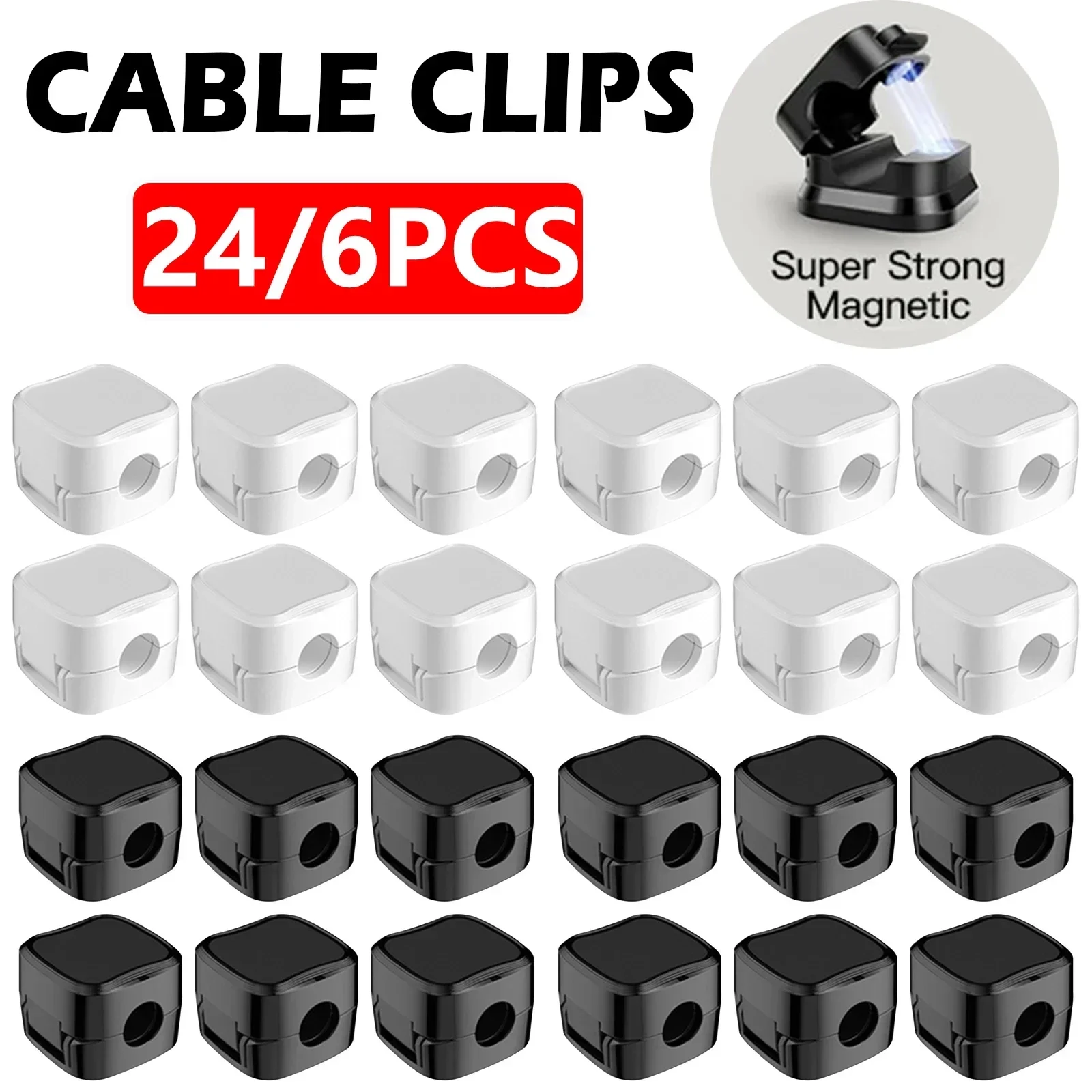 Wall Anchor Plastic - 6/12/24PCS Magnetyczny organizer kabli Klipsy do